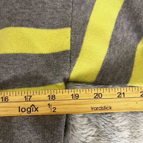 Cynthia Rowley Hoodie Women S Gray Yellow Stripe Knit Pullover Lightweight Top - Picture 5 of 6
